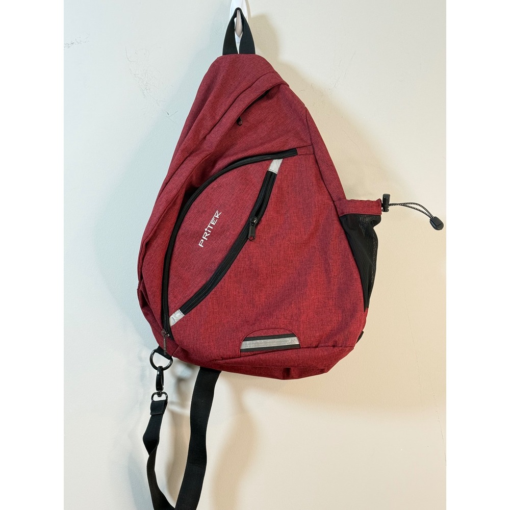 Pritek Sling Bag Red Crossbody Backpack Padded Strap Travel Unisex One Size